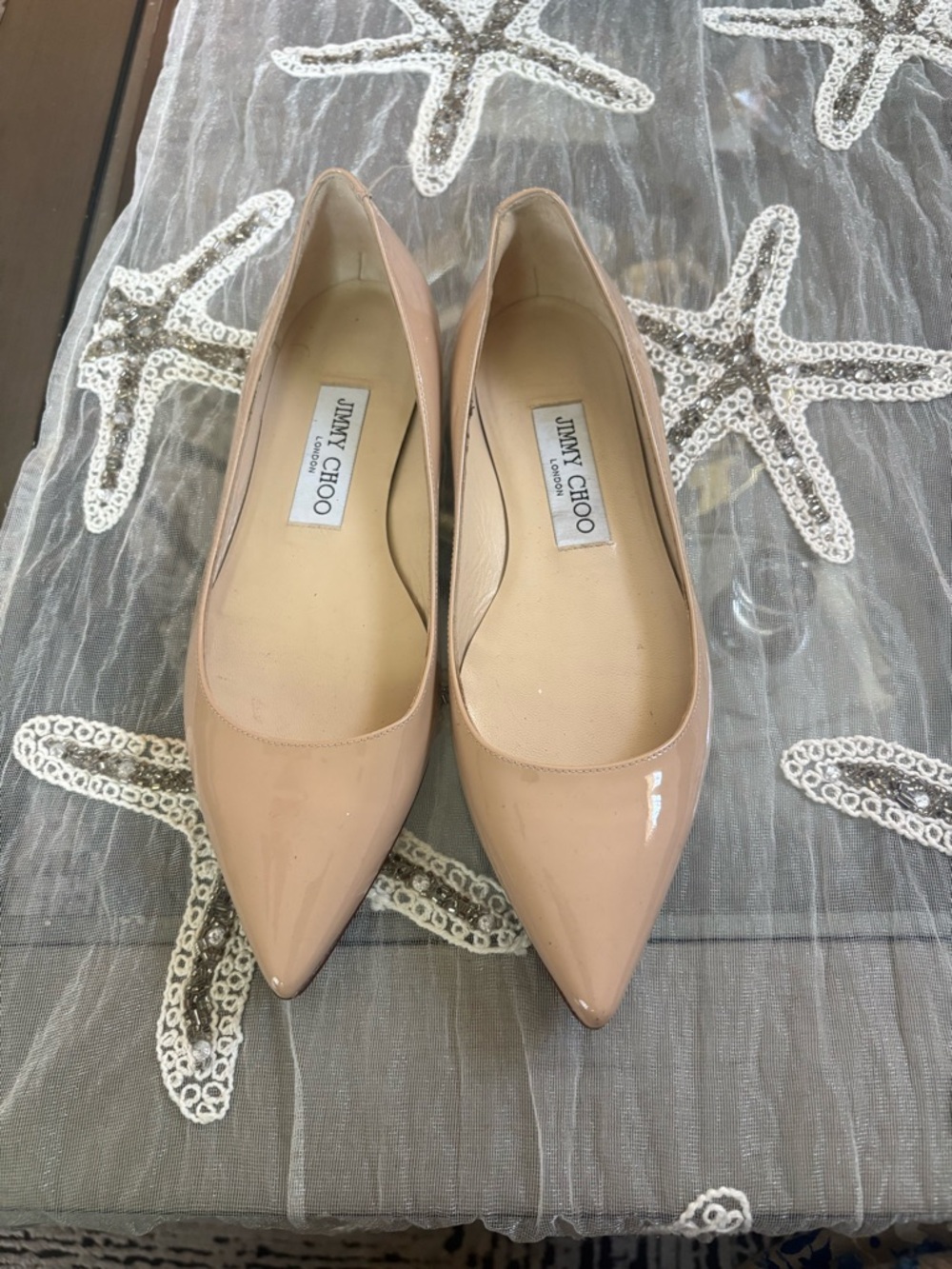 Jimmy Choo Nude Patent Pointed Ballet Flats EUR  size 36